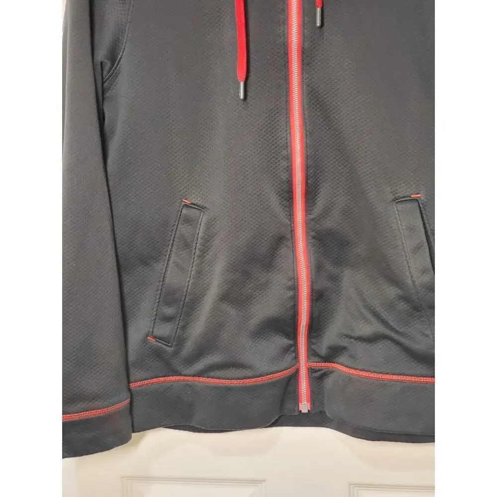 Under Armour Men’s Full-Zip Hoodie Jacket Size Large Black Red Trim Loose Fit